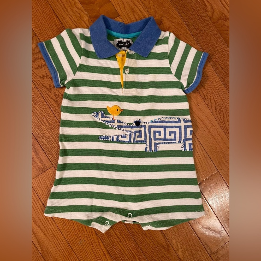 MudPie collard Romper. 12/18m